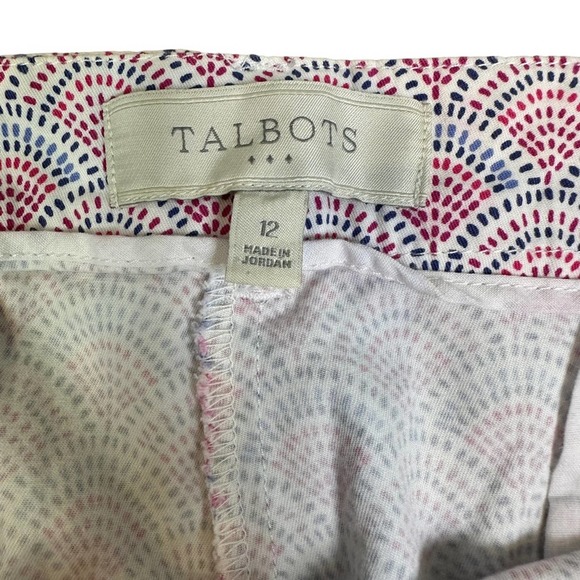 Talbots Cropped Pants Womens Trousers Pockets Stretch Pattern Casual Pink 12 - Picture 7 of 9